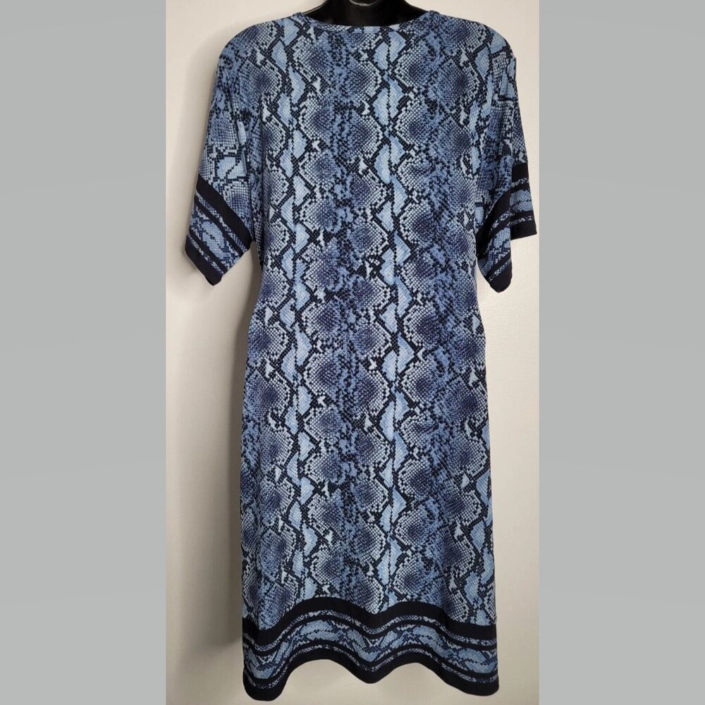 Michael Kors Dress Size XL Faux Wrap Snakeskin Print Blue Short Sleeve - Picture 5 of 8